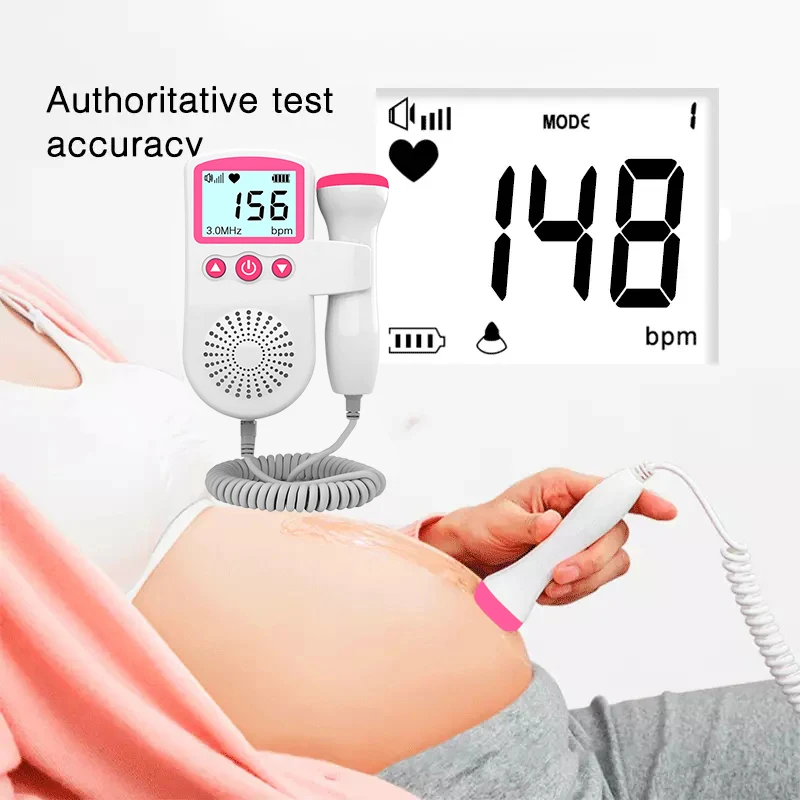 2.5MHz Ultrasound Doppler Fetal Portable Baby Monitor Pregnancy Women Heart Rate Monitor No Radiation Sonar for Home