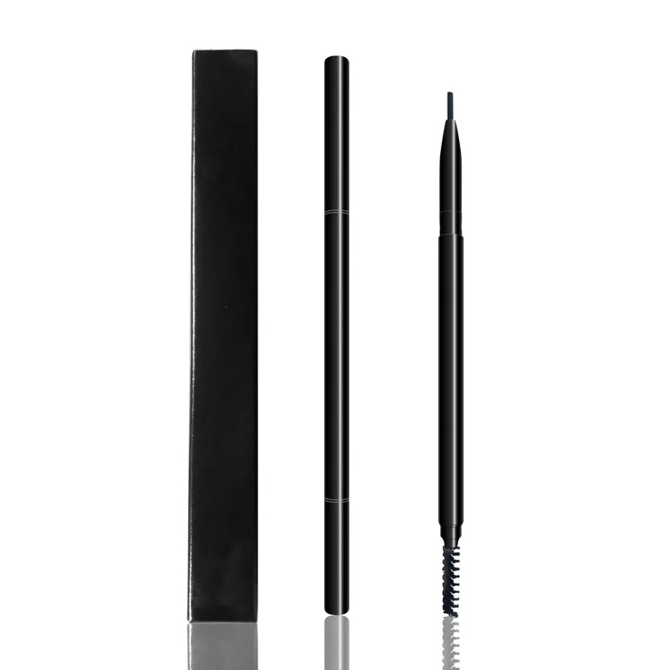 Lápis de sobrancelha ultrafino de cabeça dupla, marca própria, design de torção, sem afiar, amigável para iniciantes, maquiagem de olhos vegana, logotipo personalizado