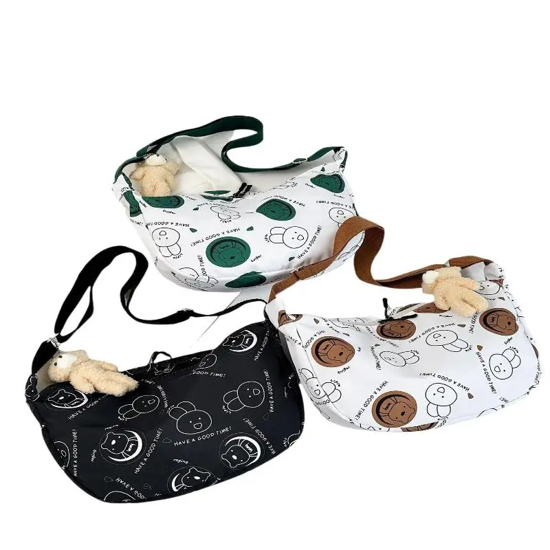 Fashion Large Capacity Printed Shoulder Bag Rabbit Print Crossbody Backpack Waterproof Underarm Pouch Gift