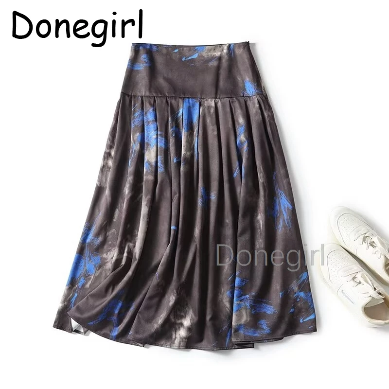 Vintage Floral Print Women Midi Skirt High Wais Artistic High Street Pleated Skirt  юбка женская длинная на резинке юбка y2k