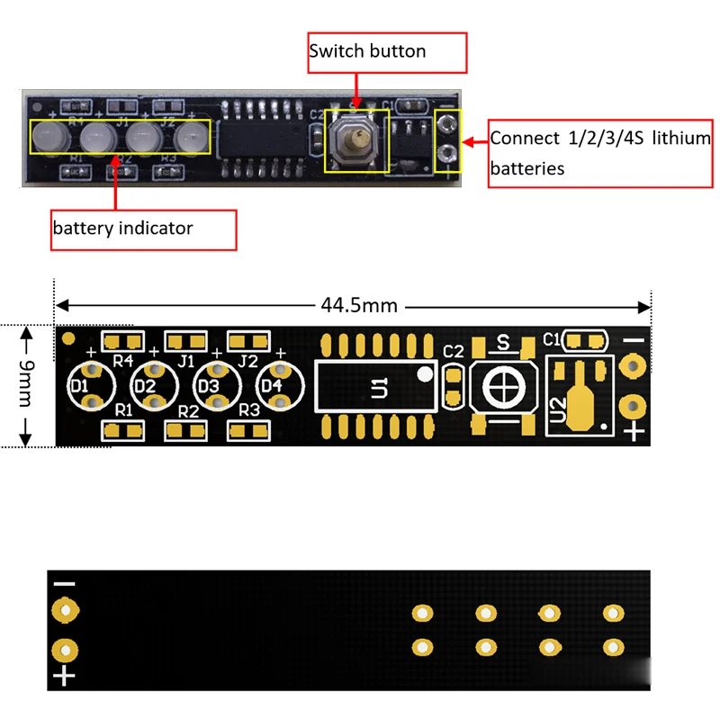 BMS 1S 2S 3S 4S 18650 indicatore di alimentazione della batteria al litio misuratore di capacità Display della luce a LED per la ricarica di