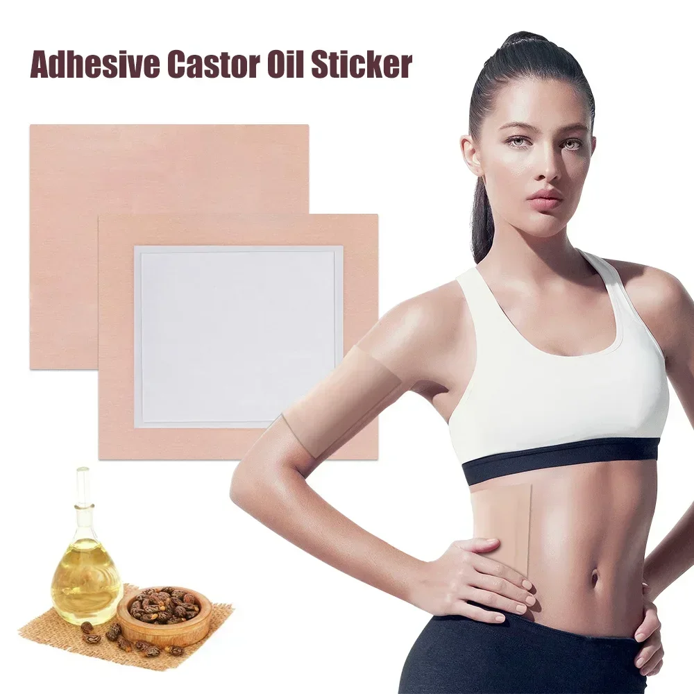 10PCS Castor Oil Pack Wrap Patch Stickers Kit for Liver Detox Self-Adhesive Castor Oil Wrap Organic Cotton Waist Body Arm Pads