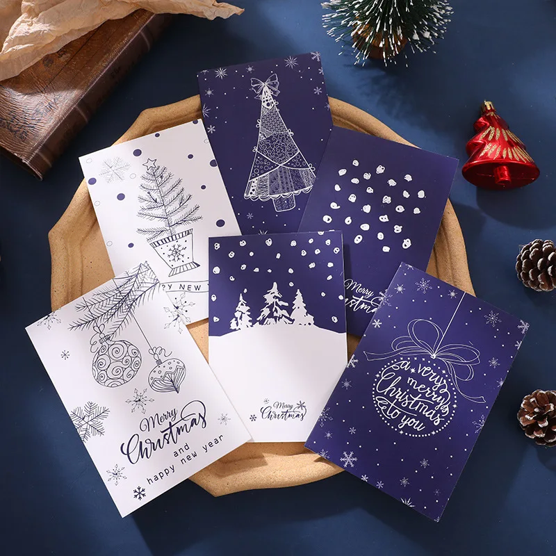 

4/6 Pcs Merry Christmas Cards with Envelopes 15x10cm Xmas Greeting Cards 6 Designs Featuring Traditional Images Classic Pattern