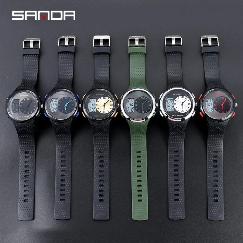 Fashion Sanda Top Band 763 Shockproof Luminous Mode Fashion Men Sports Quartz Business Electronic Watch Fall-proof Montre Homme