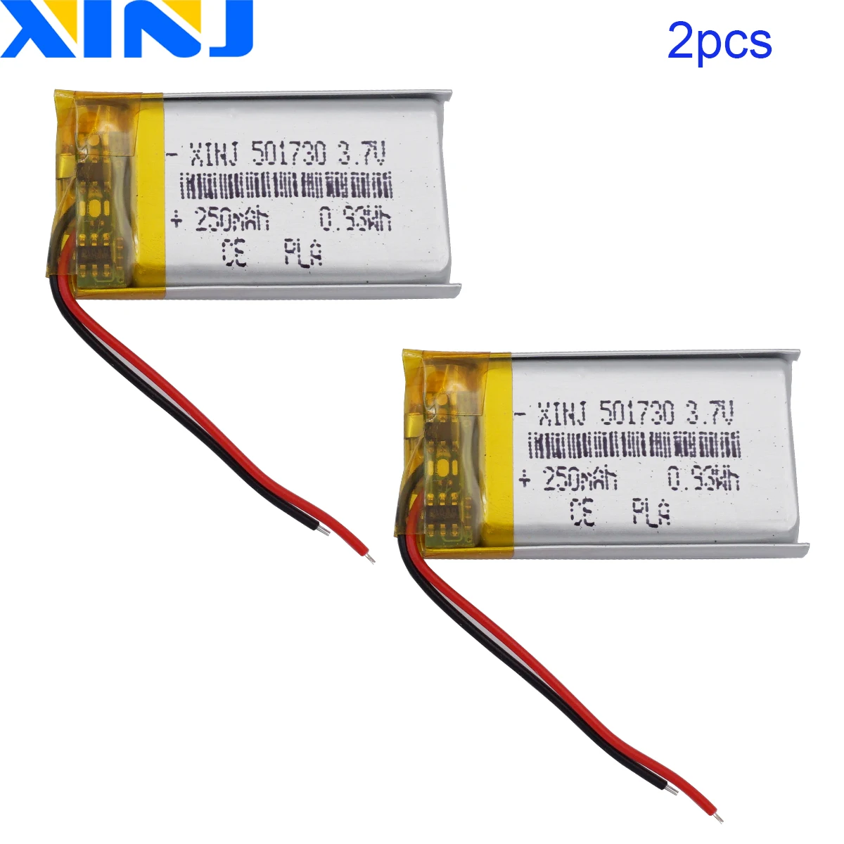 2pcs 3.7V 250mAh 0.925Wh Li-Polymer Li Lithium Battery 501730 For Headphones GPS Sat Nav Driving Recorder Bluetooth Speaker LED