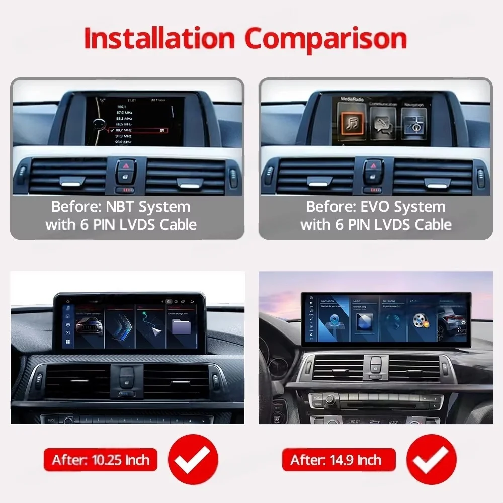 

Автомобильный радиоприемник Android 13 14,9 дюйма для BMW 3/4 серии GT F30 F31 F32 F33 F34 F35 F36 2013-2019, мультимедийная беспроводная стереосистема Carplay GPS