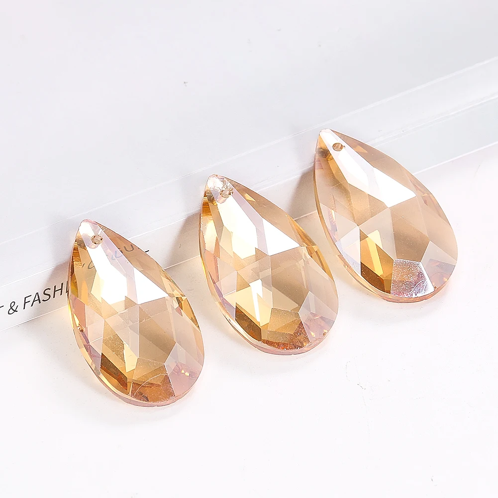 6PCS 38mm Chandelier Crystals Replacement Champagne Teardrop Beads Curtain Prism Suncatcher Hanging Pendant Ceiling Light Parts