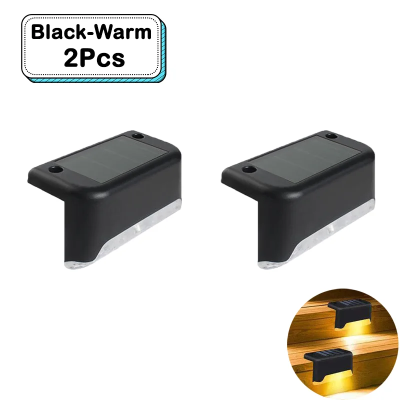Outdoor Solar Step Lights Warm witte LED waterdichte trappadverlichting voor tuin terras hek balkon decoratie zonne-energie