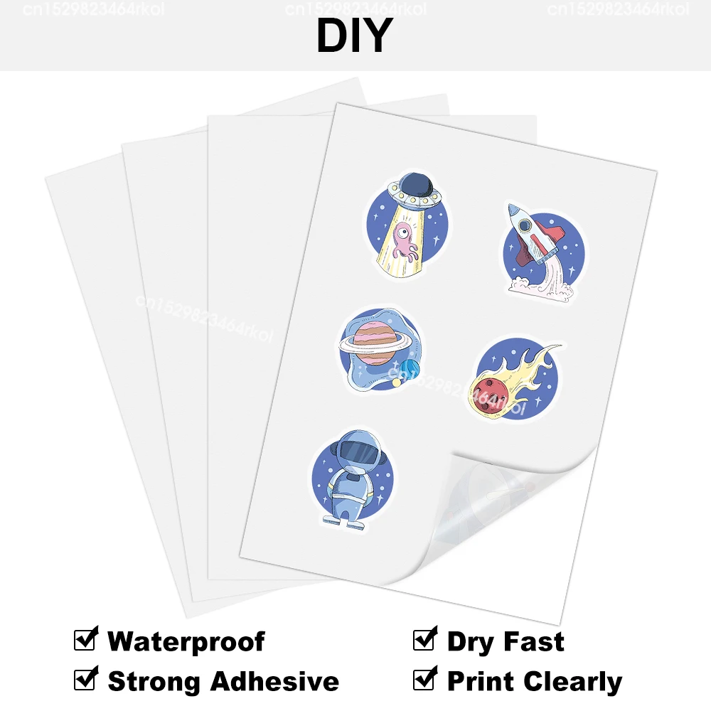 10 Sheets A4 Vinyl Sticker Paper Transparent Printabe Label for Inkjet Printer Self Adhesive Copy Paper Waterproof Sticker Decal
