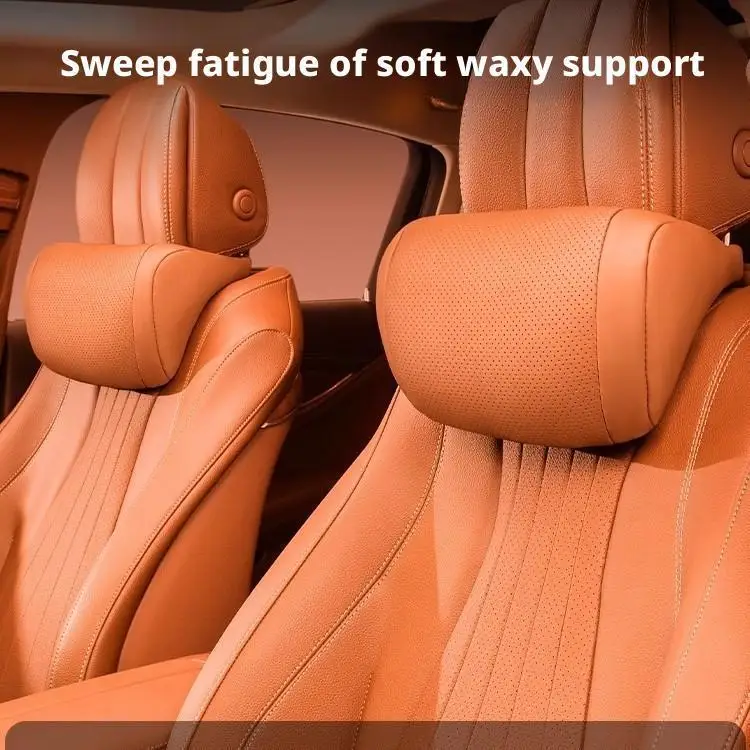 Car Seat Headrest Travel Rest Neck Pillow Soft PU Leather Neck Pillow Memory Foam Pillows Car Accessories - view 3