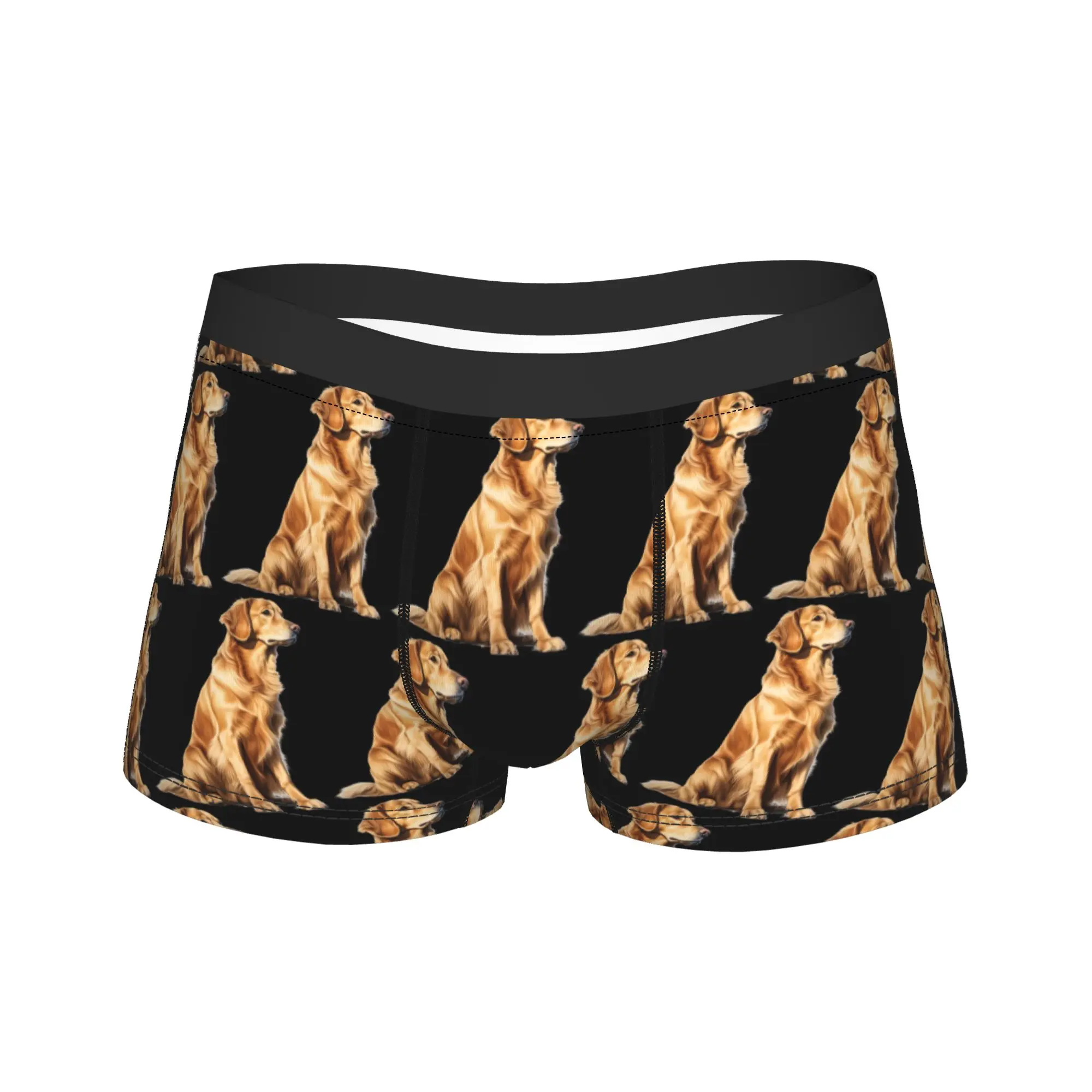Golden Retriever Dog Portrait Boxer Shorts Pouch Underwear High Quality Customs Boxer Brief Men Underpants Plus Size 2XL
