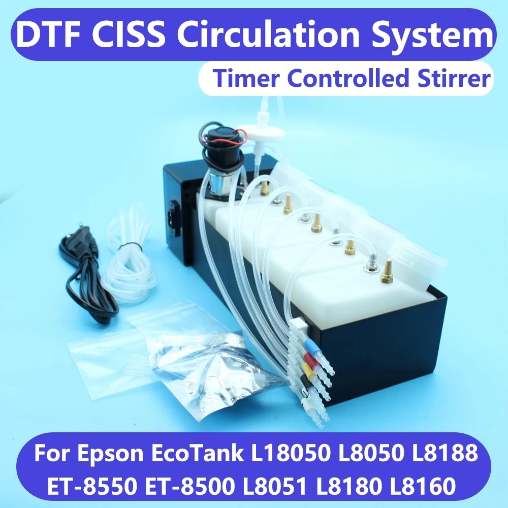 Dispositivo de circulação de tinta para impressora Epson, Sistema Ciss Tank, Misturador de tinta branca, Timer Kits, L18050, L8050, L8050, L1800, L800, L805, XP 600