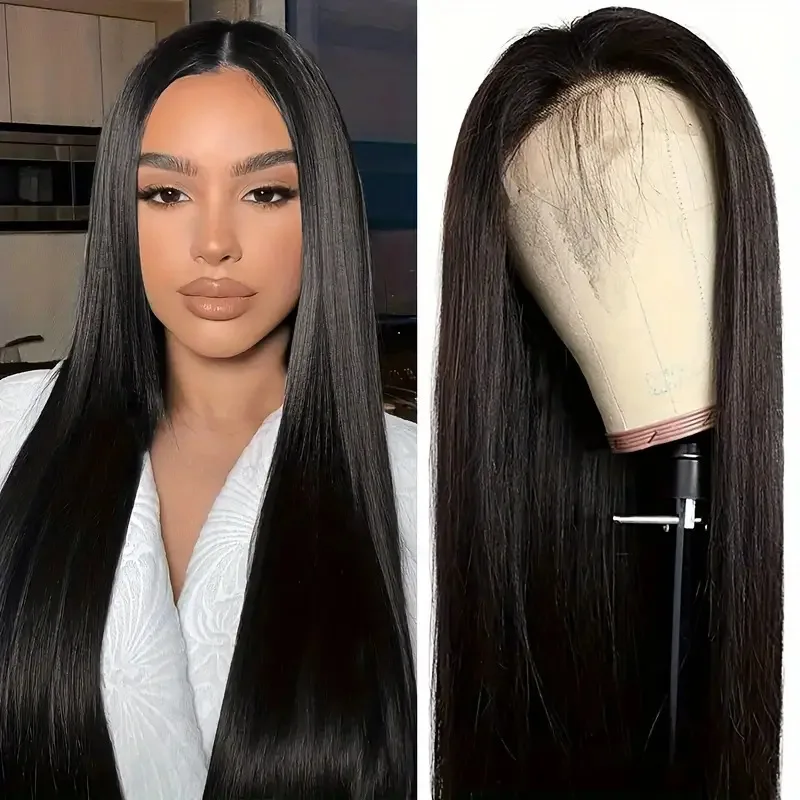 

Multi-Color Long Straight 13x4 Lace Front Wig with Pre-Plucked Hairline High Temperature Fiber Synthetic Hair for Daily Use Part