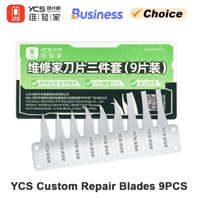 YCS Custom Repair Knife Blades 9Pcs Engraving Metal Non-Slip Mobile Phone PCB Electronic Component Repair Blades Hand Tools Sets