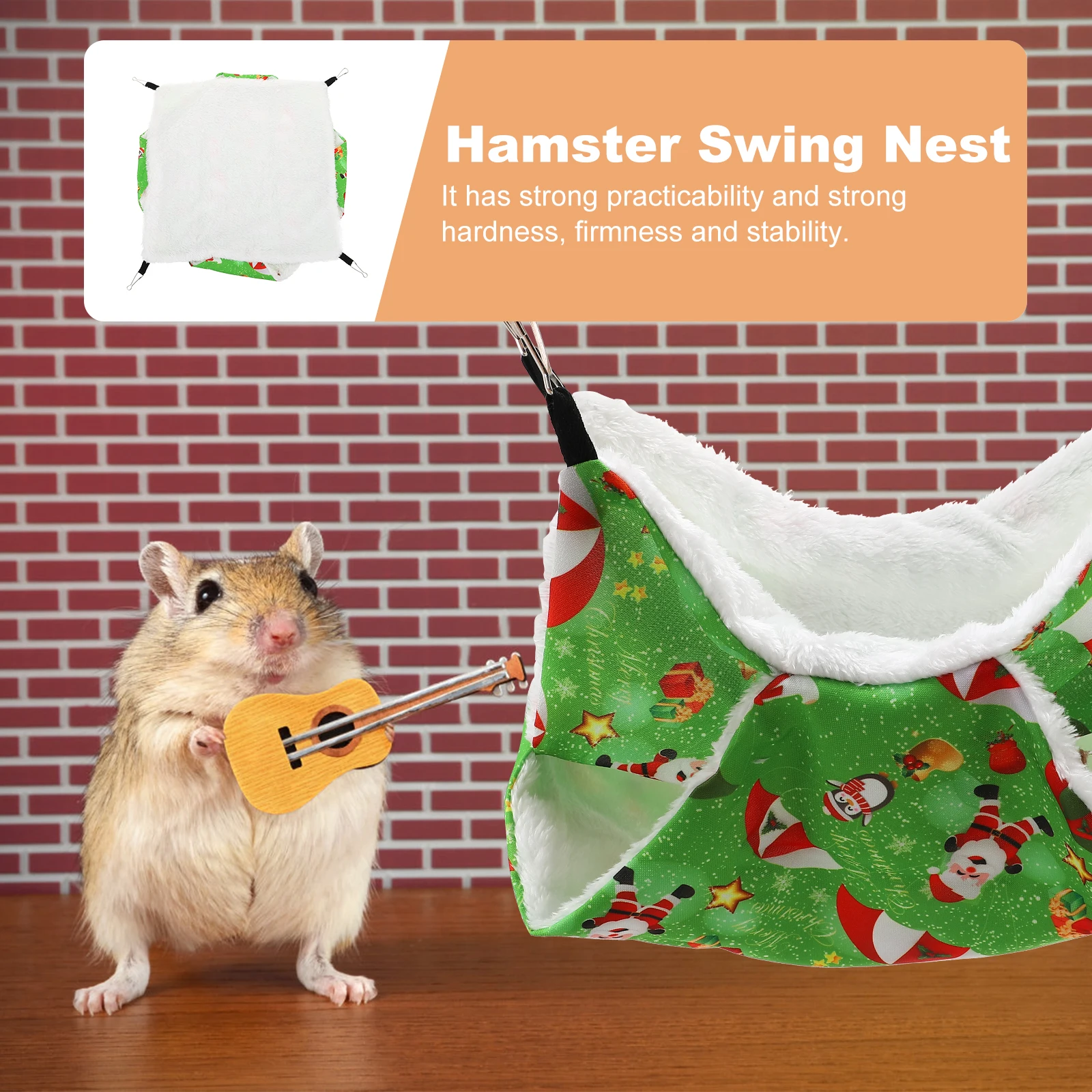 

2Pcs Hamster Hammock Warm Bed Squirrel Swing Nest Hanging Hut Green Red Winter Accessories Breathing Soft