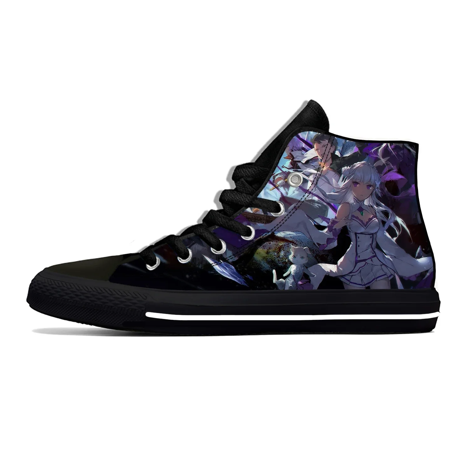 Zapatillas deportivas de lona con estampado 3D para hombre y mujer, zapatos de tela ligera, informales, transpirables, Anime Re Zero Rem y Ram