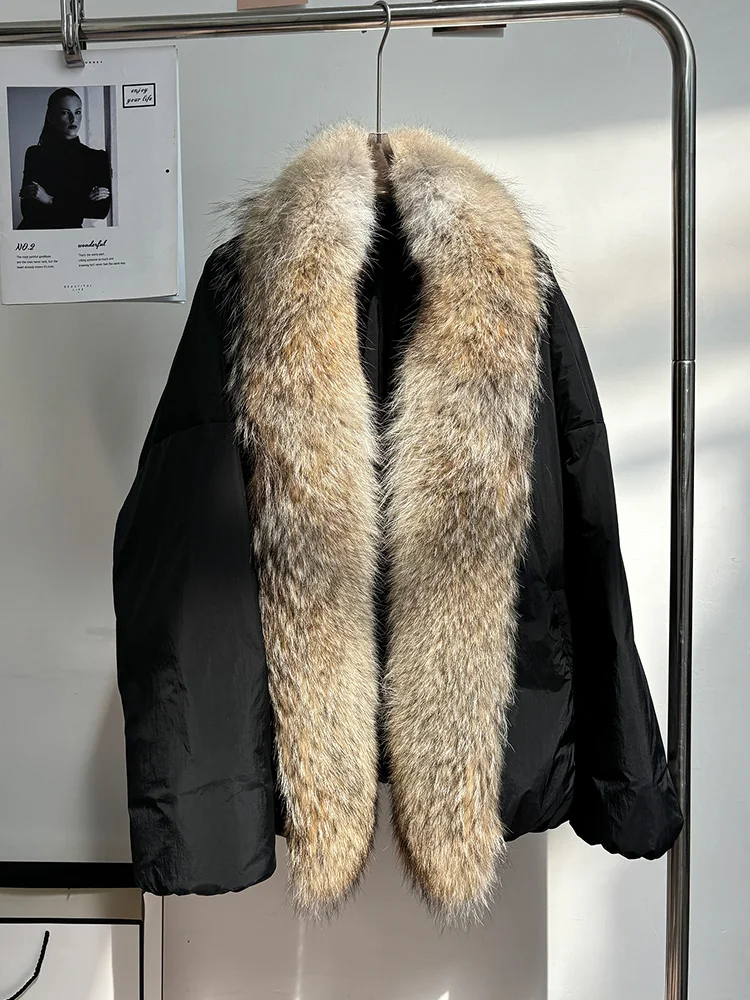 2023 neue Winter Warme Gans Unten Jacken Natürliche Echt Fox Pelz Kragen Frauen Puffer Jacken Dicke Mäntel Weibliche Outwear