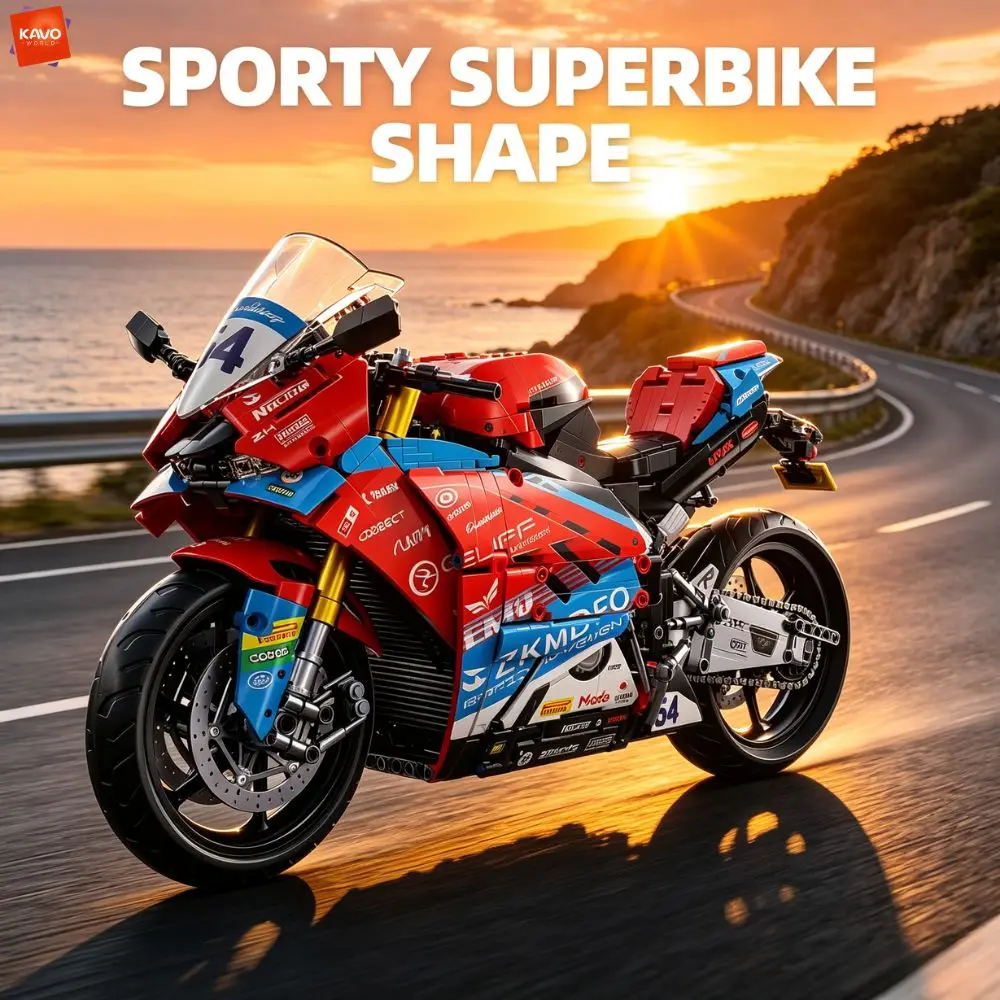 KAVOWORLD Kit de construction de moto de course super sportive 1:5, 1839 pièces, jouet de construction STEM à assembler soi-même, cadeau pour garçons
