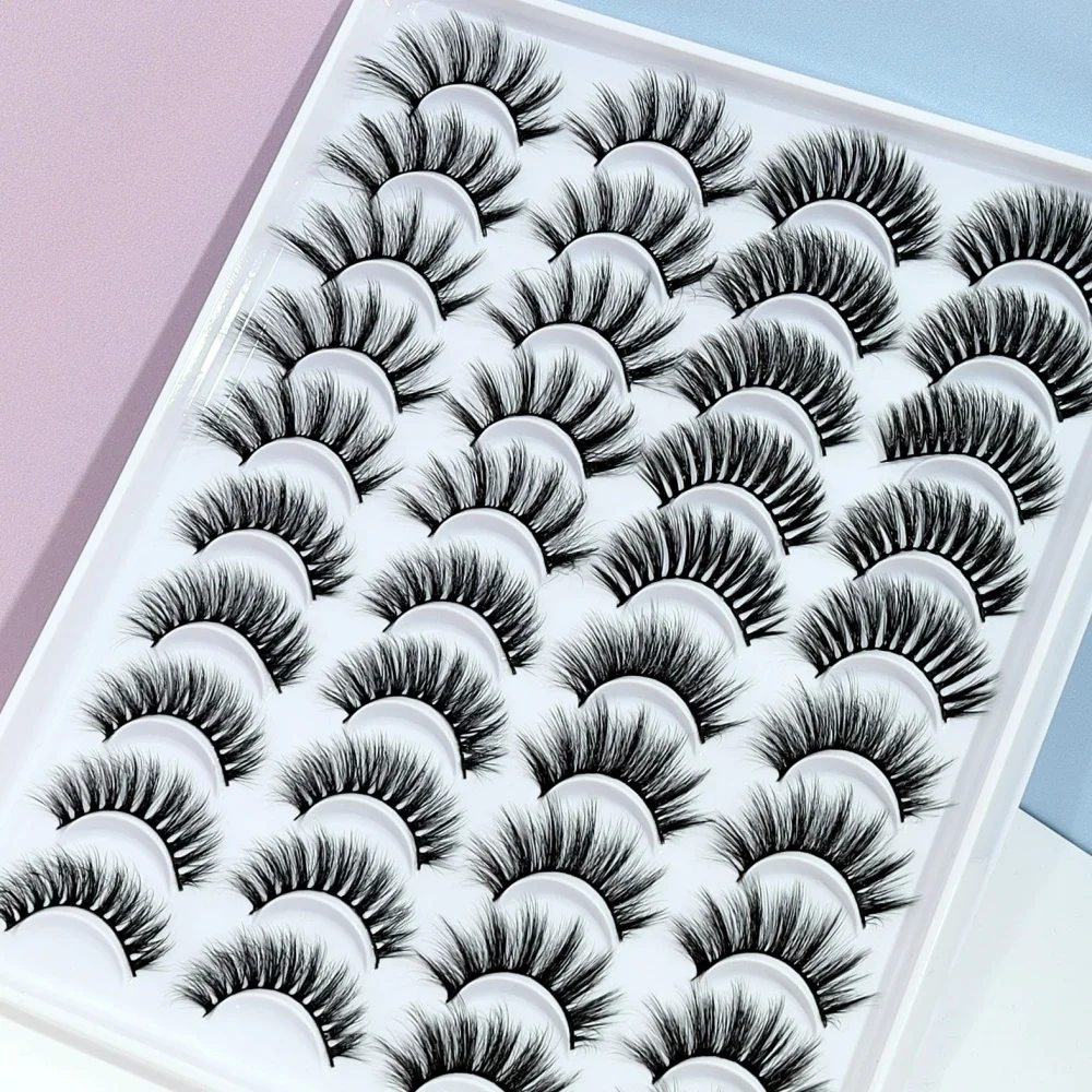 20 คู่ของขนตาปลอมแบบตาแมวธรรมชาติ ขนตาปลอมแบบ 3 มิติ ขนตาหนาแบบดราม่า ต่อขนตา แต่งหน้า