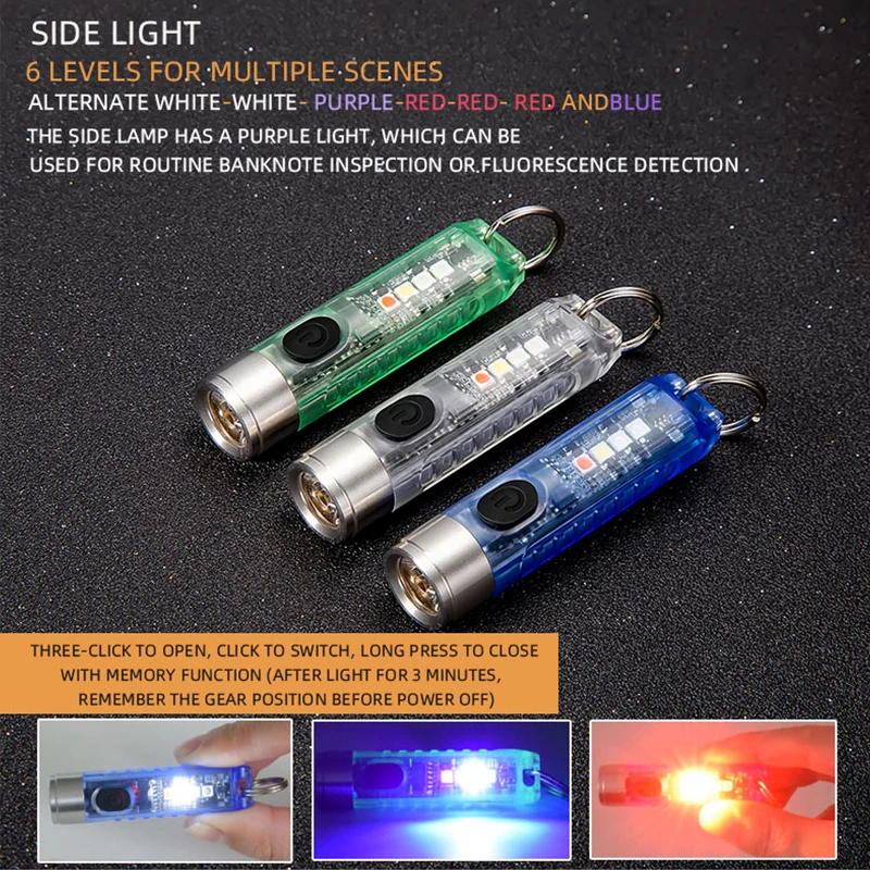 S11 Mini Flashlight Outdoor Lamps Keychain 400 Lumens IP65 Waterproof Emergency Torch High Brightness Lighting Tools