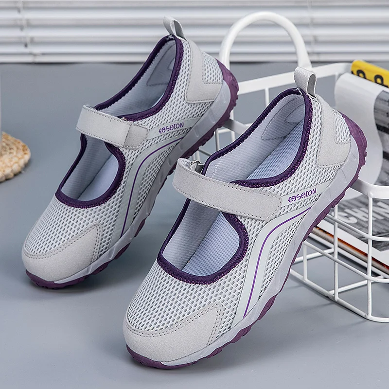 

New Women's Walking Shoes, Lightweight and Breathable Mesh Dancing Shoes, Mom's Flat Bottom Anti Slip Walking Shoes, 2025 Summer