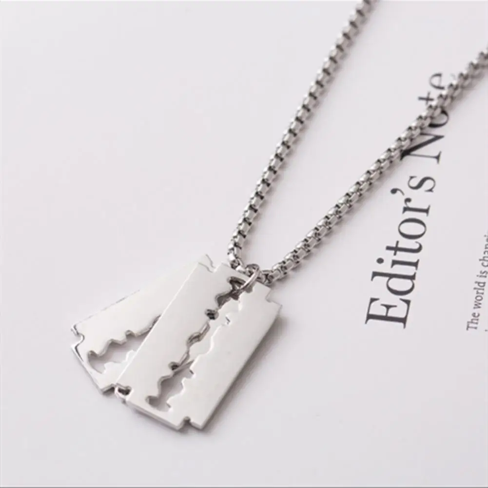 Geometric Exquisite Workmanship Neck Decoration Men Blade Pendant Sweater Necklace Clavicle Chain for Party