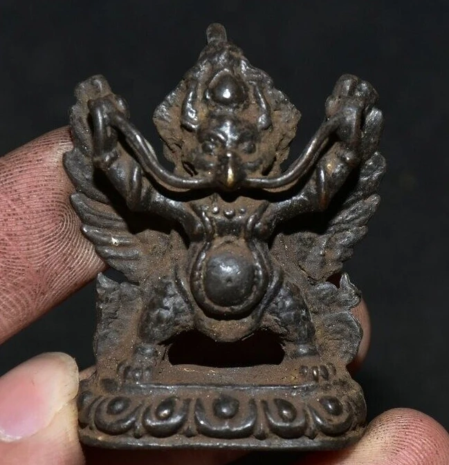 

Old Tibet Buddhism Bronze Redpoll Winged Garuda Bird Eagle Buddha Pendant