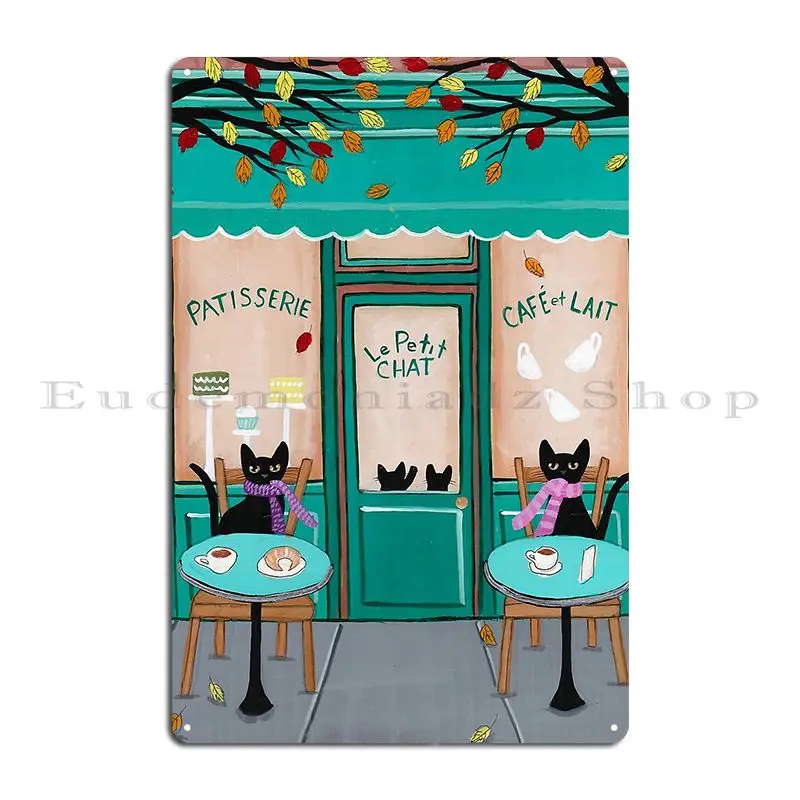 le petit chat cafe Metal Plaque Poster Decoration Character Party Garage Wall Decor Tin Sign Poster