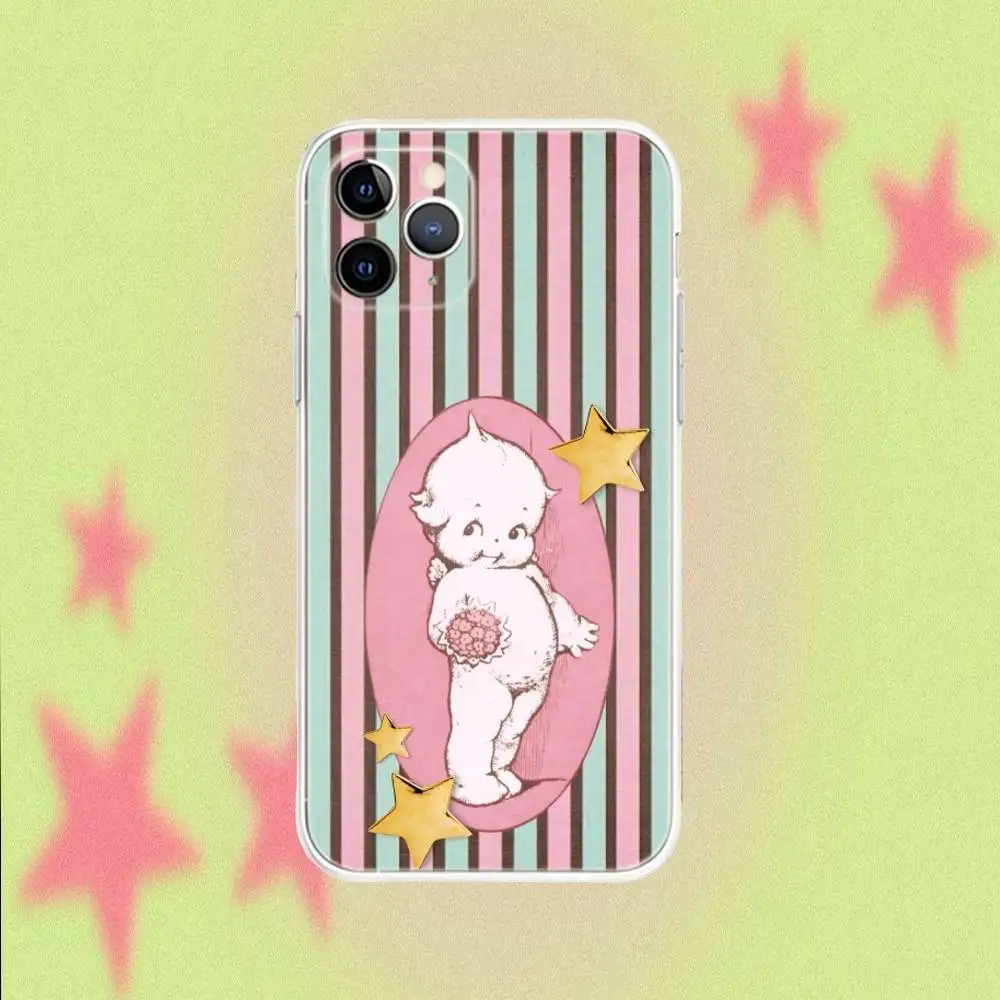 حافظة هاتف Kewpie Cute Angel لهاتف iPhone 17,16,15,14,13,12,11 Pro,Max,Plus,Air,X,XS,XR,SE,Mini شفافة ناعمة