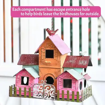 大型戶外懸掛金屬鳥屋,附5個隔間供鳥類築巢,經久耐用,色彩鮮豔 10 最佳銷售 鳥巢 - №8