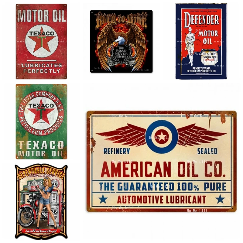 American Oil Company Gasoline Texaco Motor Eagle Laser Cut Out Route 66 Gas Station Pinup Girl Metal Sign