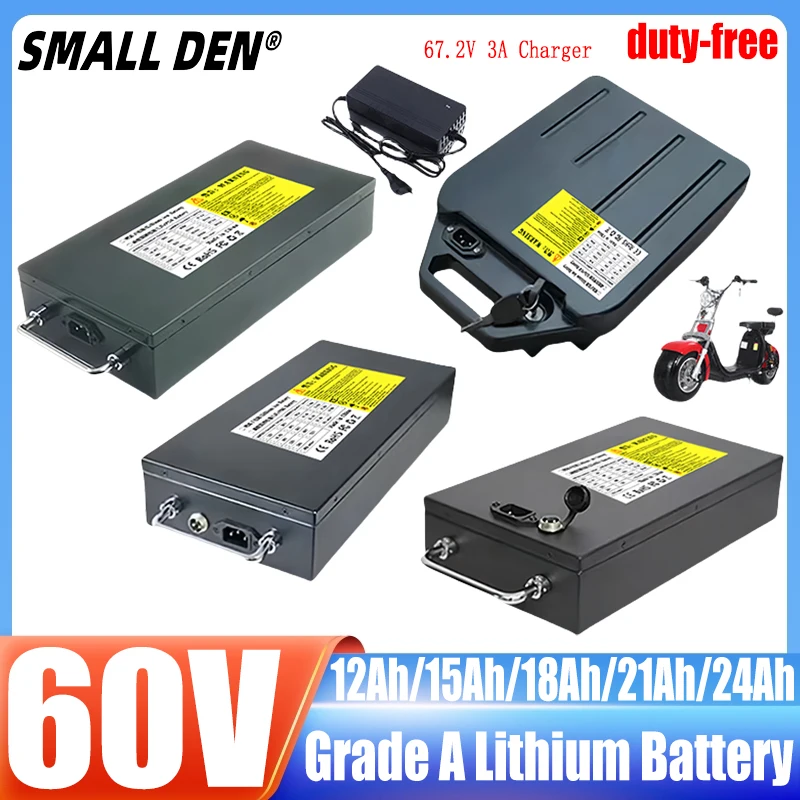 Neue 60v 12ah 15ah 18ah 21ah 24ah 18650 lithium batterie, verwendet für citycoco roller und elektrische fahrräder, eu steuerfrei