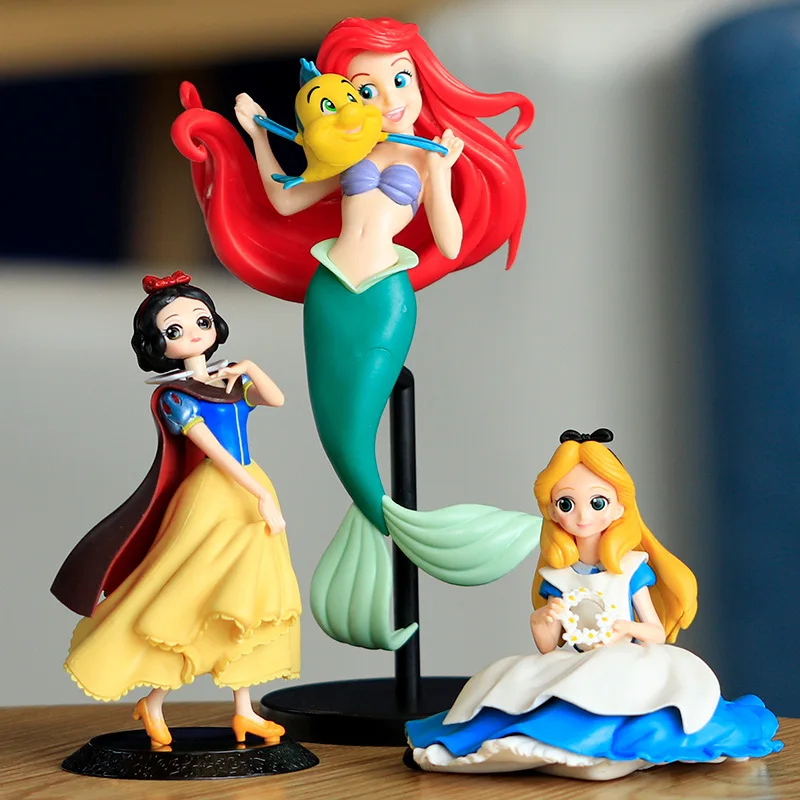 21cm Anime Disney Księżniczka Syrenka Ariel Pvc Figurki akcji Model samochodu Lalki Zabawki Prezenty dla dzieci Dekoracje ciast Zabawki dla dzieci