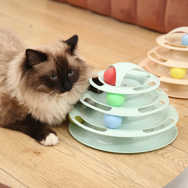 Pet Toy Cat Turntable Ball Teasing Cat Artifact Four-layer Turntable Multi-function Can Be Inserted Teasing Cat Stick