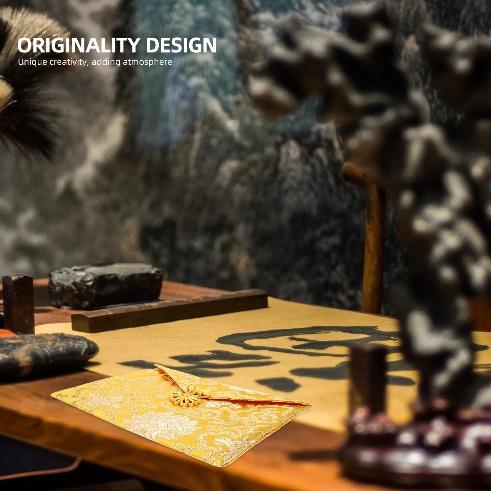 

Scripture Storage Pouch Chinese Style Cloth Bag for Buddhist Books Portable Lightweight File Organizer Creative Temple