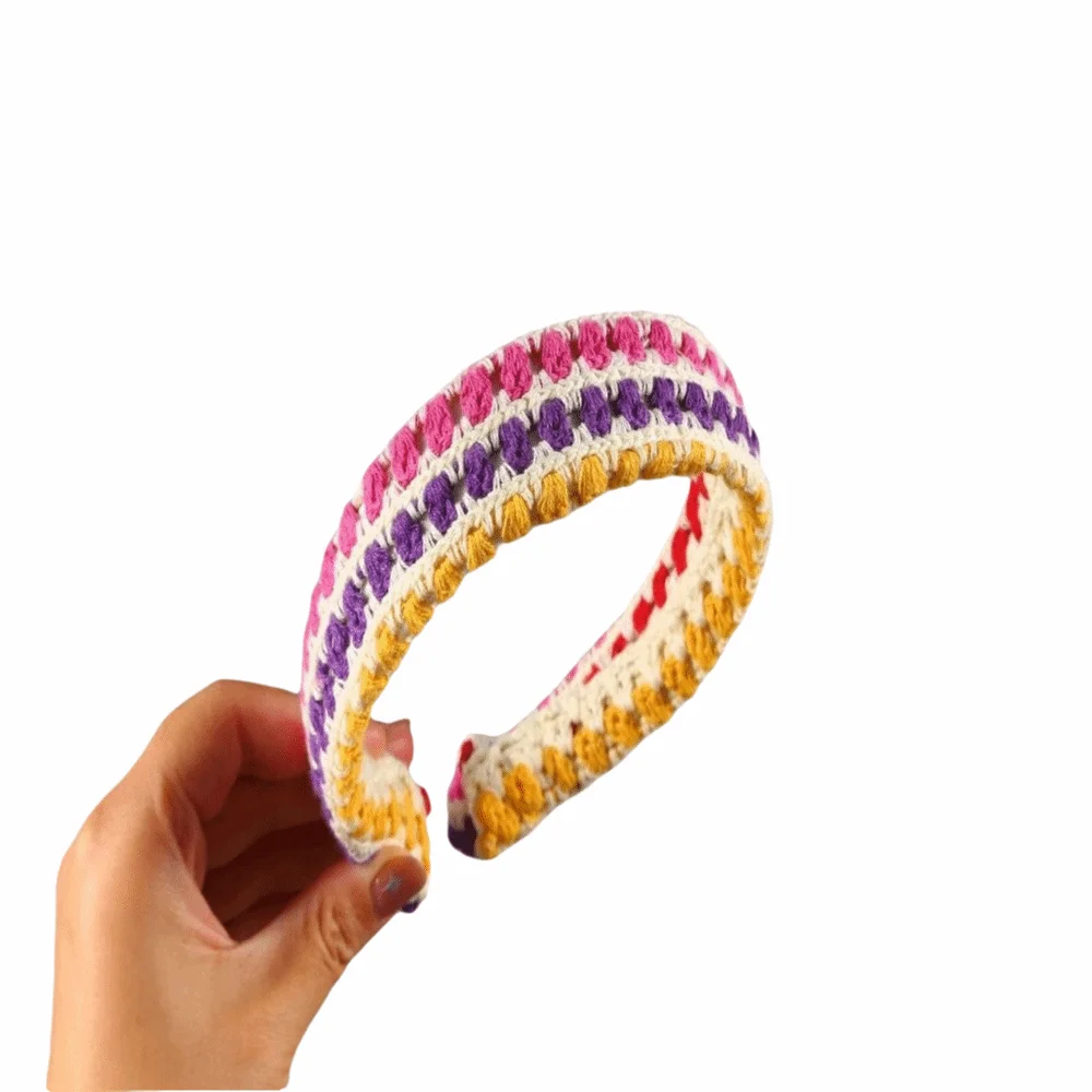 

Fashion Soft Knitted Headband Embroidery Flower Handmade Hair Hoop Headbands Hair Accessories Summer Seaside Vacation