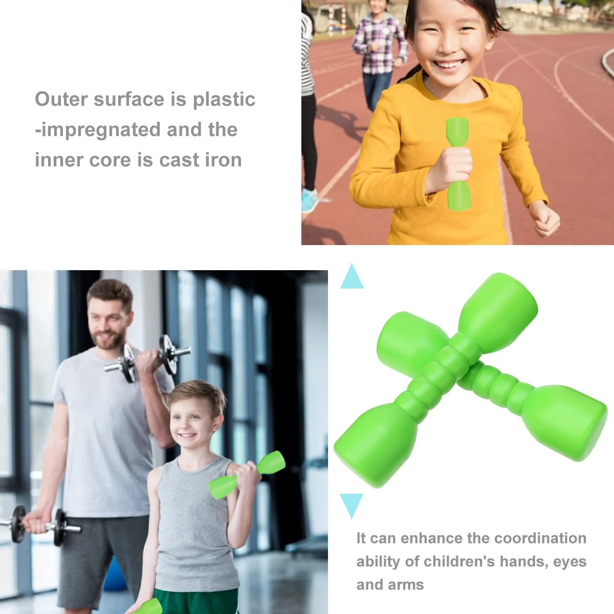 Haltères de Fitness réglables pour enfants, 2 paires, jouets d'exercice, accessoires de gymnastique, Coordination des bras et des yeux, Premium