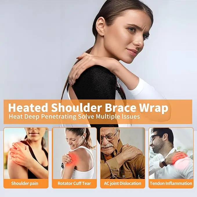 Electric  Shoulder Massage Heating Pad Ultra Long Heated Wrist Wrap Elbow Heating Pad with 3 Vibration and Heat Settings
