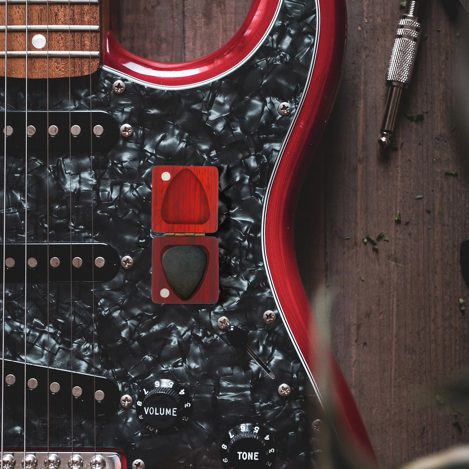 

Guitar Wooden Storage Container Durable Craftsmanship For Accessories Collectors Thumb Case Plectrum Holder Pear Wood