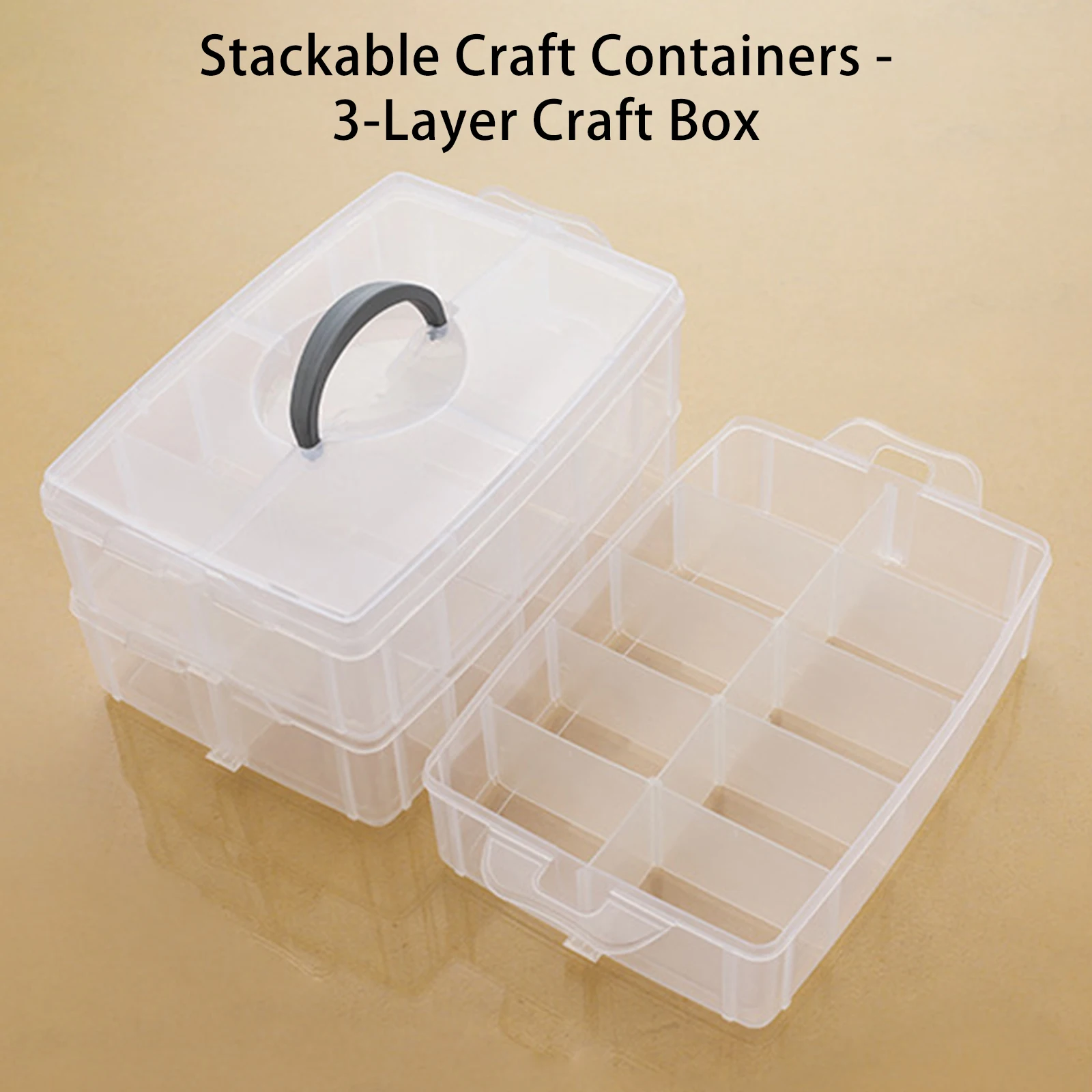 3 Layers 30 Compartments Clear Storage Box Container Jewelry Bead Organizer Plastic Portable Arts Container for Home