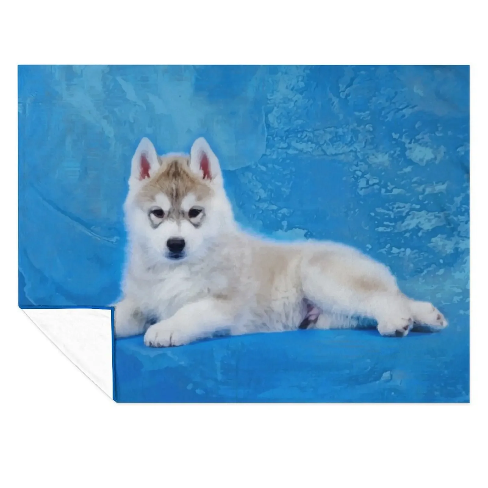 

Siberian Husky Puppy Throw Blanket Heavy Vintage Comforter Shaggy Blankets