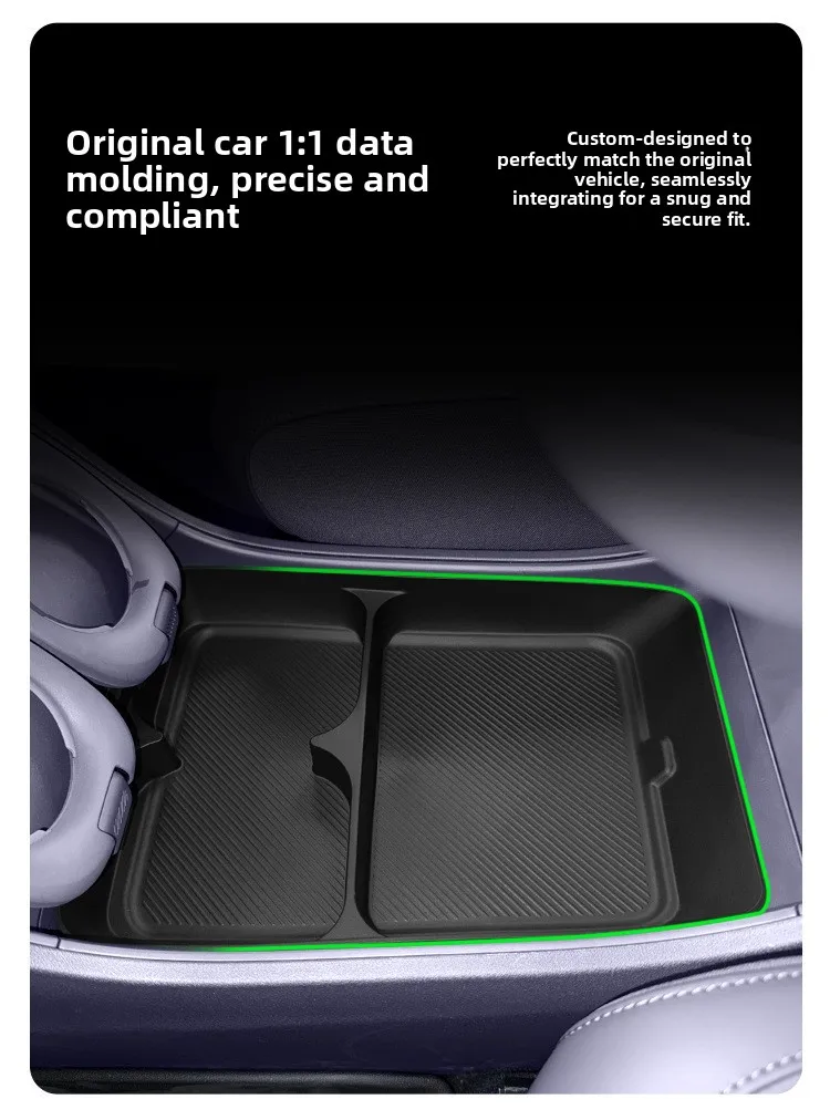 Lower Center Console Organizer Tray for Leapmotor B10, Anti-Slip Storage Box with Noise Reduction Mat, ABS Interior Accessory