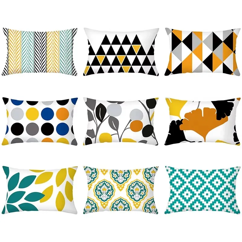 30*50 Geometric Nordic Colorful Stripe Pattern Printing Decorative Living Room Home Furnishing Polyester Rectangular Pillowcase