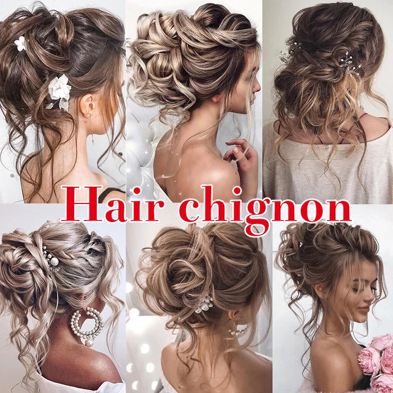 Synthetische Lockige Donut Chignon Mit Elastische Band Scrunchies Chaotisch Haar Bun Updo Haarteile Extensions für Frauen