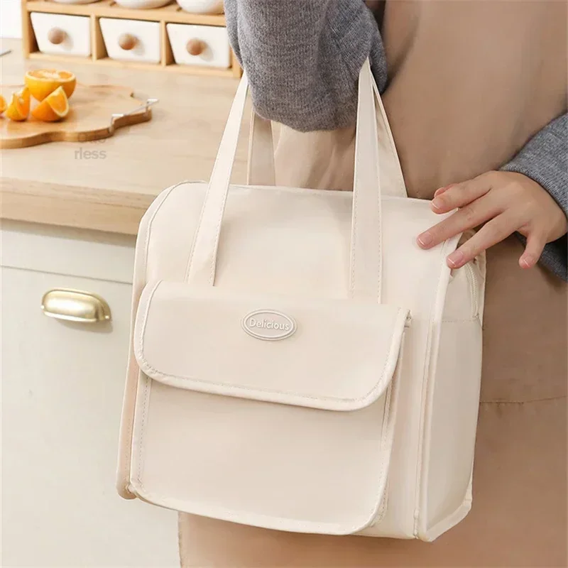 سميكة مقاوم للماء بولي Leather حقيبة الغداء الجلدية PEVA بطانة حقيبة للحفاظ على البرودة مكتب عامل بينتو صندوق العزل الحراري أكياس الغداء المحمولة