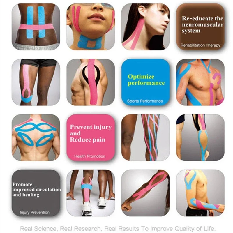 Cinta Kinesiotape de 5CM x 5M, cinta elástica de recuperación atlética, rodilleras para alivio del dolor muscular, soporte para vendaje de gimnasio