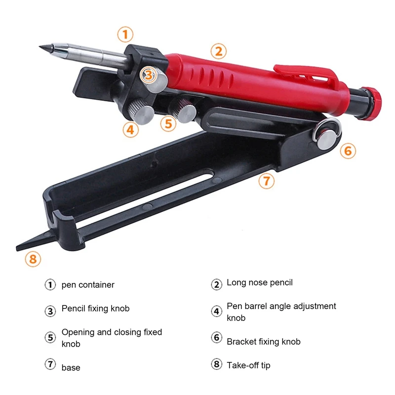 Multifunctional Aluminum Alloy Scribing Profiler With Deep Hole Marker Pen, DIY Woodworking Measuring Tool