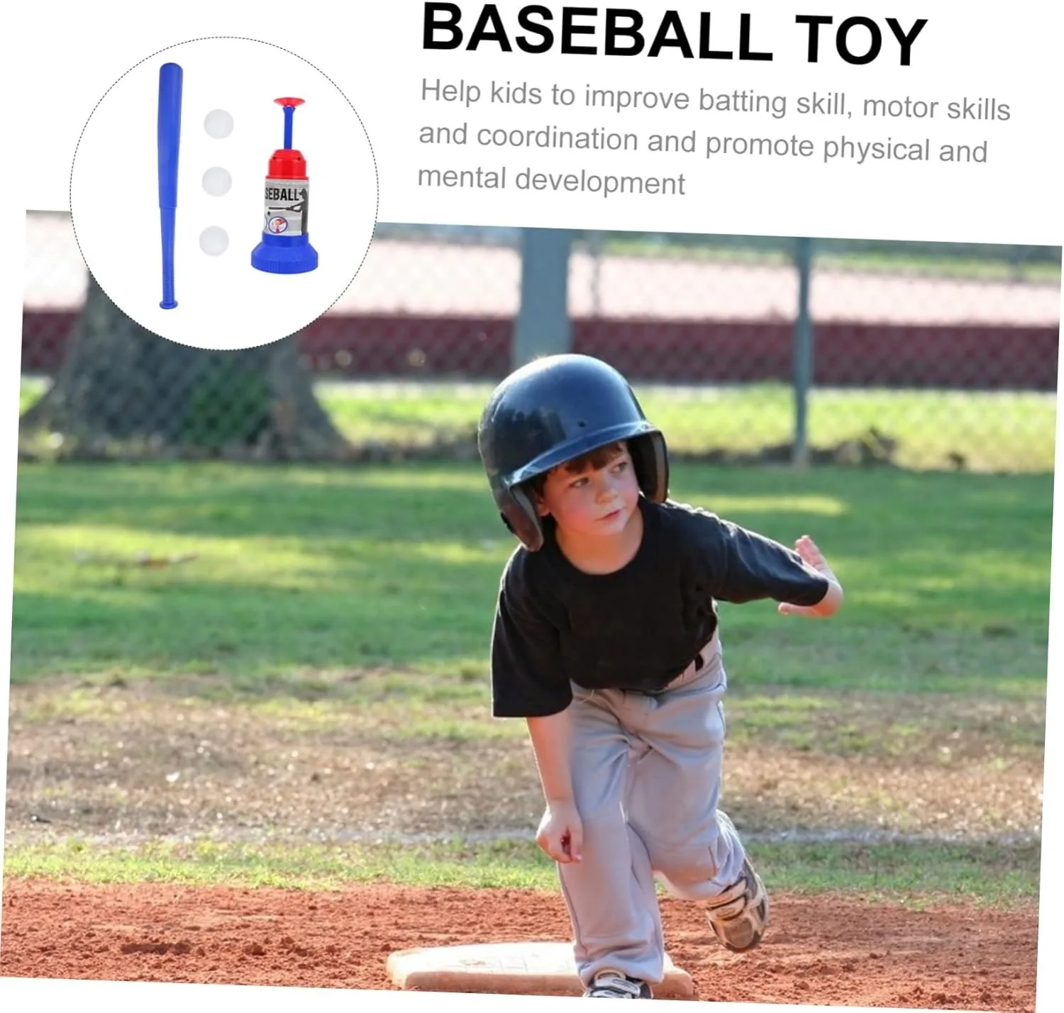Kids Baseball Toy Set Automatic Launcher with Bat 3 Balls, Parent-child Interactive Outdoor Sport Game, educational gift