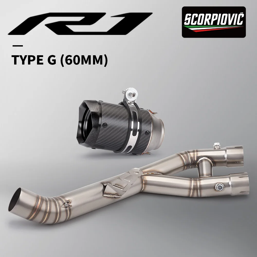 

For YZF R1 R1M 2022 2023 MT10 2015-2025 Slip On Motorcycle Exhaust Escape Systems Mid Link Pipe Connection 60mm Muffler