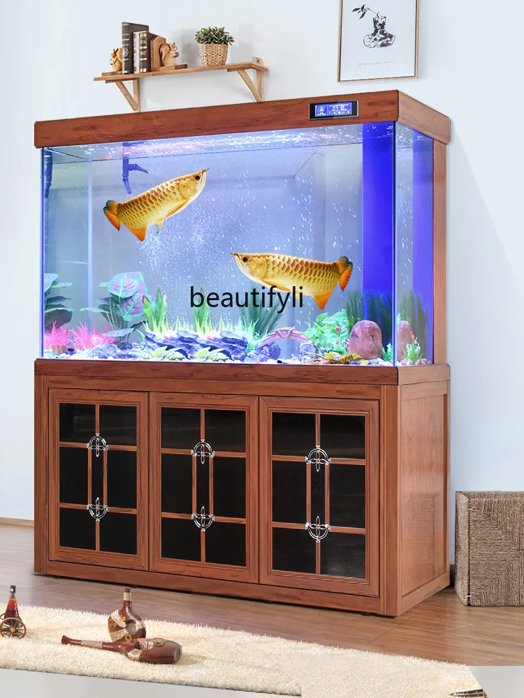 Fish Tank Aquarium Living Room Ecological Home Large Bottom Filter Super White Glass Partition Screens Water Lucky